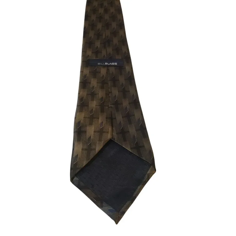 Bill Blass Neck Tie Mens‎ Designer Green Black Blue Geometric Business Casual